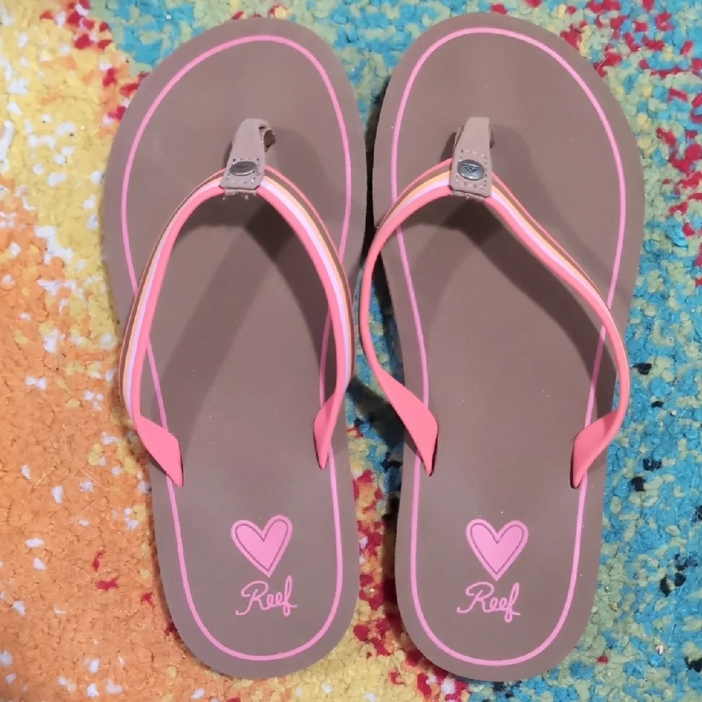 Reef Pink and Brown Flip Flops